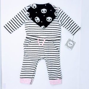 Baby Girls Romper and Handkerchief Bib